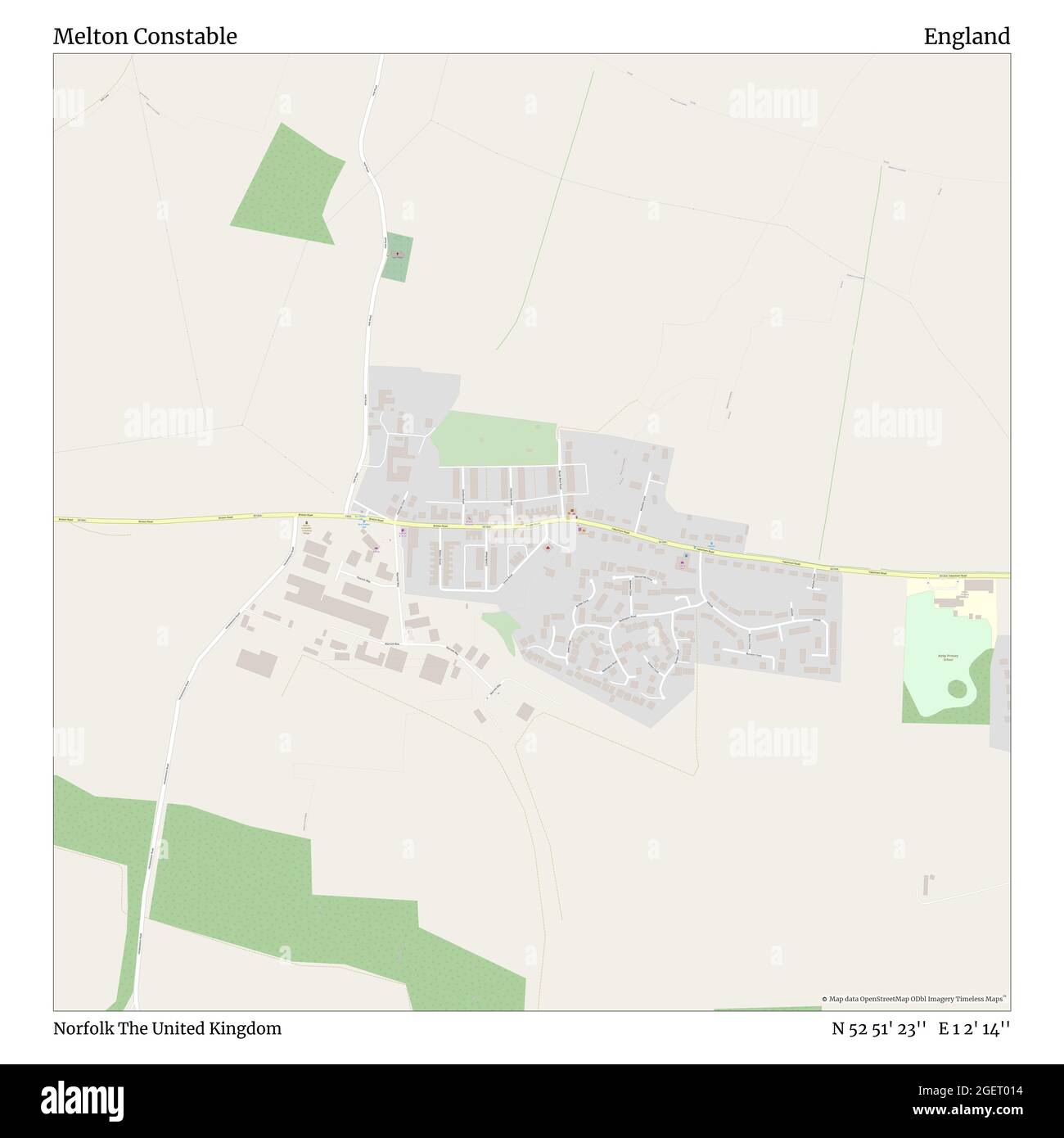 Melton Constable, Norfolk, United Kingdom, England, N 52 51' 23'', E 1 2' 14'', map, Timeless Map published in 2021. Travelers, explorers and adventurers like Florence Nightingale, David Livingstone, Ernest Shackleton, Lewis and Clark and Sherlock Holmes relied on maps to plan travels to the world's most remote corners, Timeless Maps is mapping most locations on the globe, showing the achievement of great dreams Stock Photo