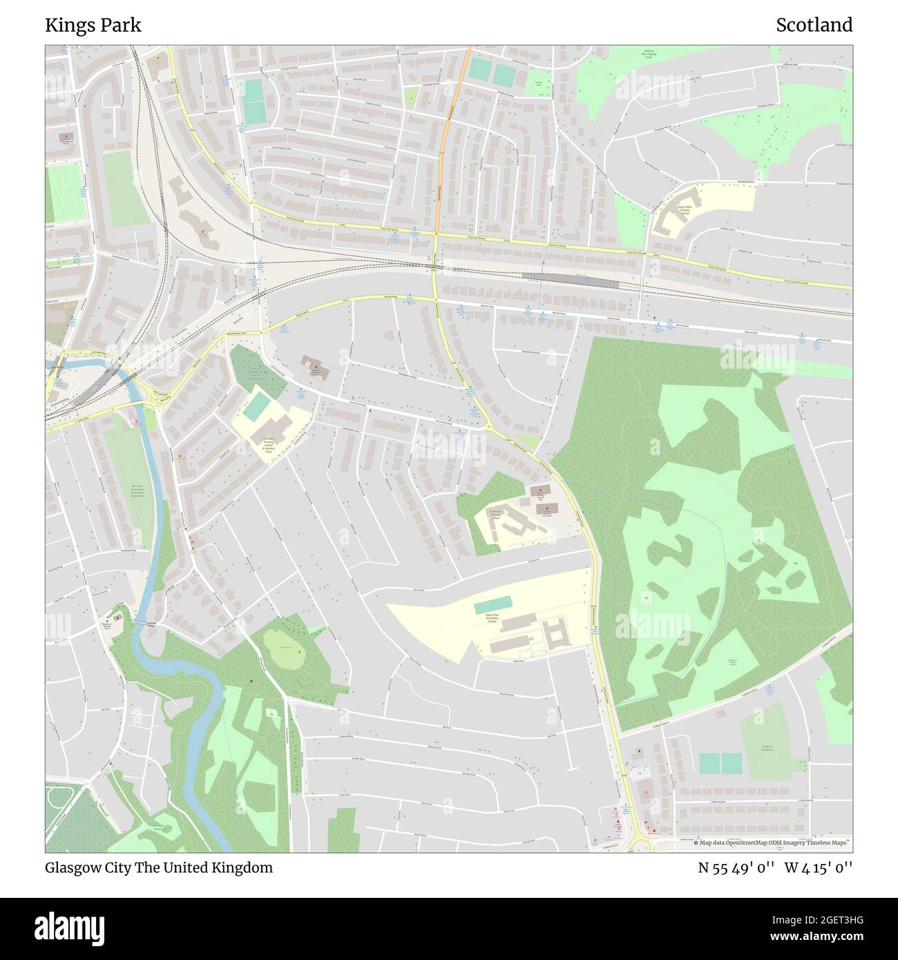 Kings Park Glasgow Map Kings Park, Glasgow City, United Kingdom, Scotland, N 55 49' 0'', W 4 15'  0'', Map, Timeless Map Published In 2021. Travelers, Explorers And  Adventurers Like Florence Nightingale, David Livingstone, Ernest Shackleton,