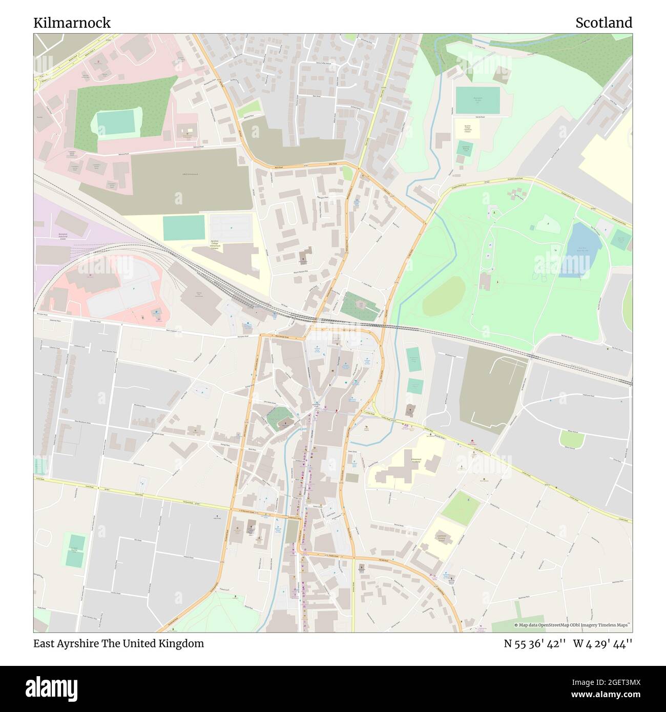 Map Of Kilmarnock Streets Kilmarnock, East Ayrshire, United Kingdom, Scotland, N 55 36' 42'', W 4 29'  44'', Map, Timeless Map Published In 2021. Travelers, Explorers And  Adventurers Like Florence Nightingale, David Livingstone, Ernest  Shackleton, Lewis