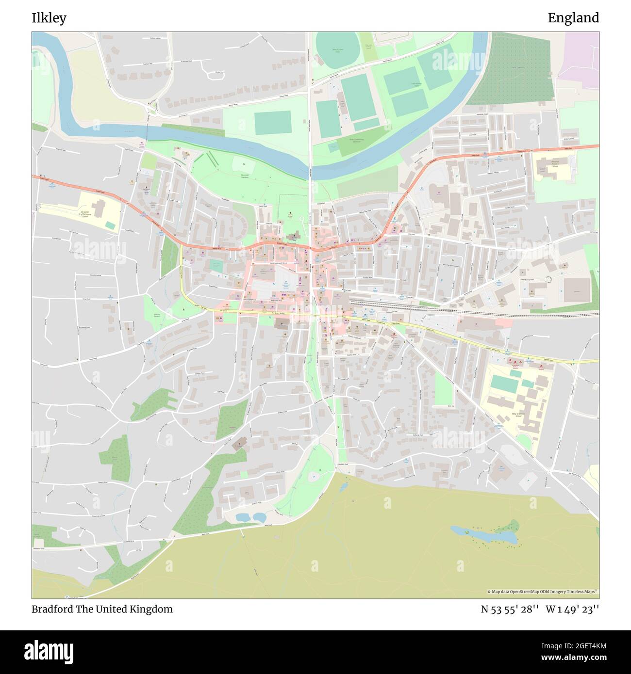 Map Of Ilkley And Surrounding Area Ilkley, Bradford, United Kingdom, England, N 53 55' 28'', W 1 49' 23'', Map,  Timeless Map Published In 2021. Travelers, Explorers And Adventurers Like  Florence Nightingale, David Livingstone, Ernest Shackleton, Lewis And