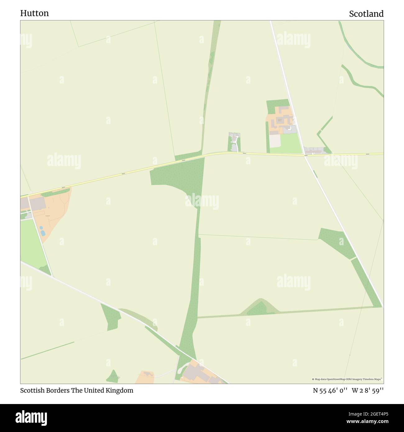 Hutton, Scottish Borders, United Kingdom, Scotland, N 55 46' 0'', W 2 8' 59'', map, Timeless Map