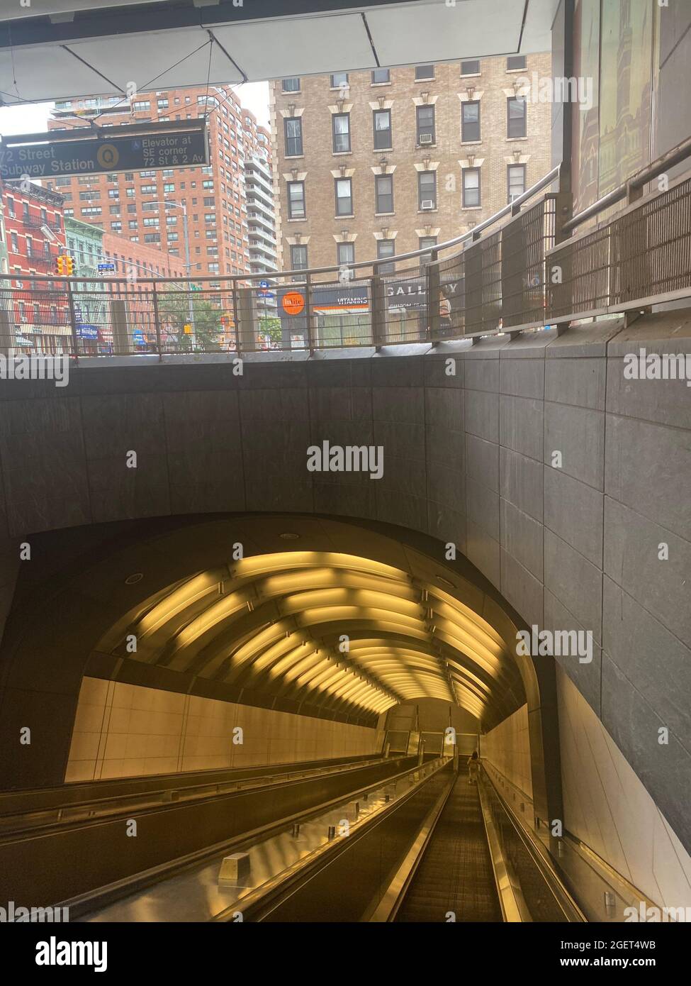 Above and underground view of the subway train entrance at 72nd Street