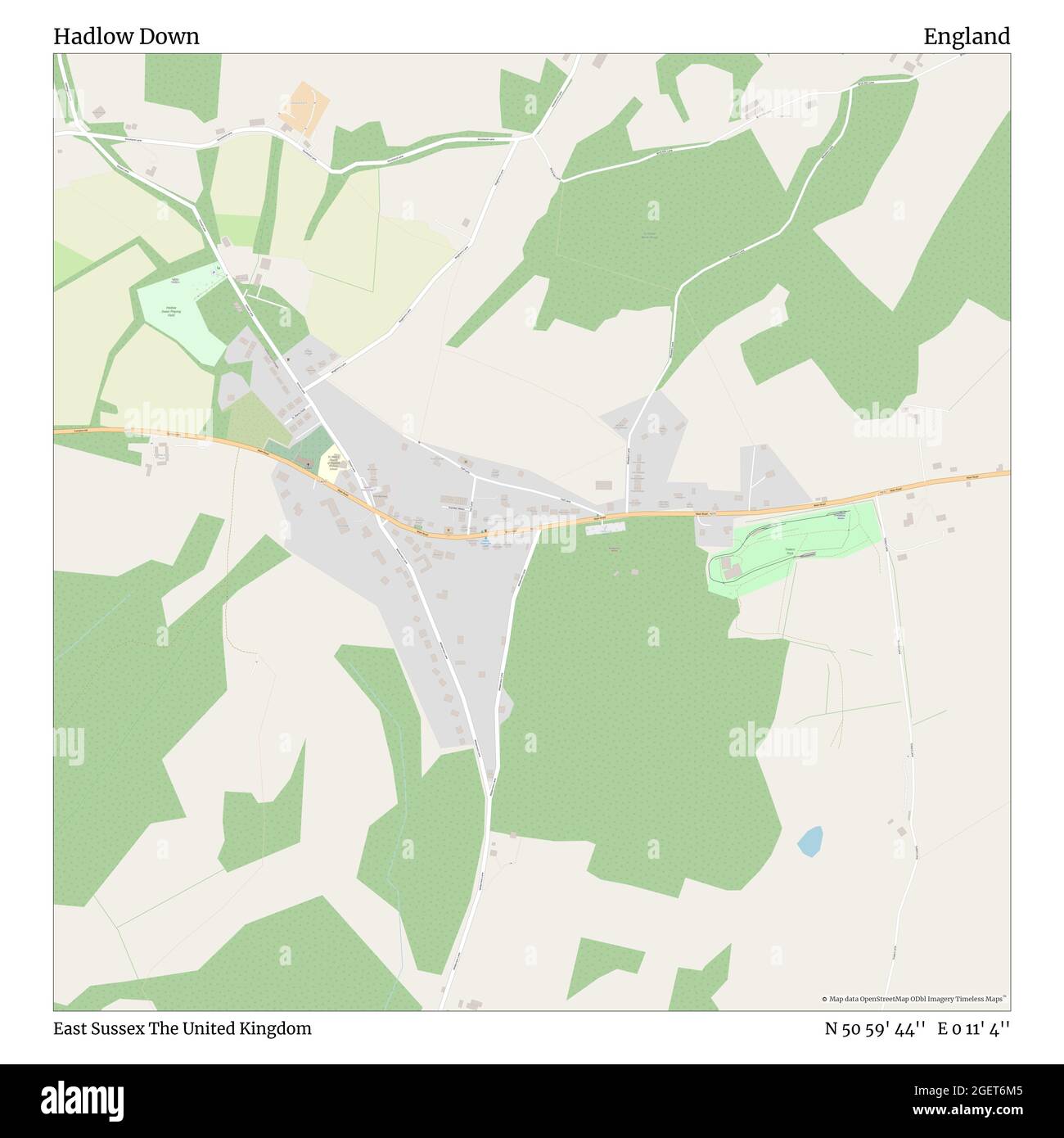 Hadlow Down, East Sussex, United Kingdom, England, N 50 59' 44'', E 0 11' 4'', map, Timeless Map published in 2021. Travelers, explorers and adventurers like Florence Nightingale, David Livingstone, Ernest Shackleton, Lewis and Clark and Sherlock Holmes relied on maps to plan travels to the world's most remote corners, Timeless Maps is mapping most locations on the globe, showing the achievement of great dreams Stock Photo