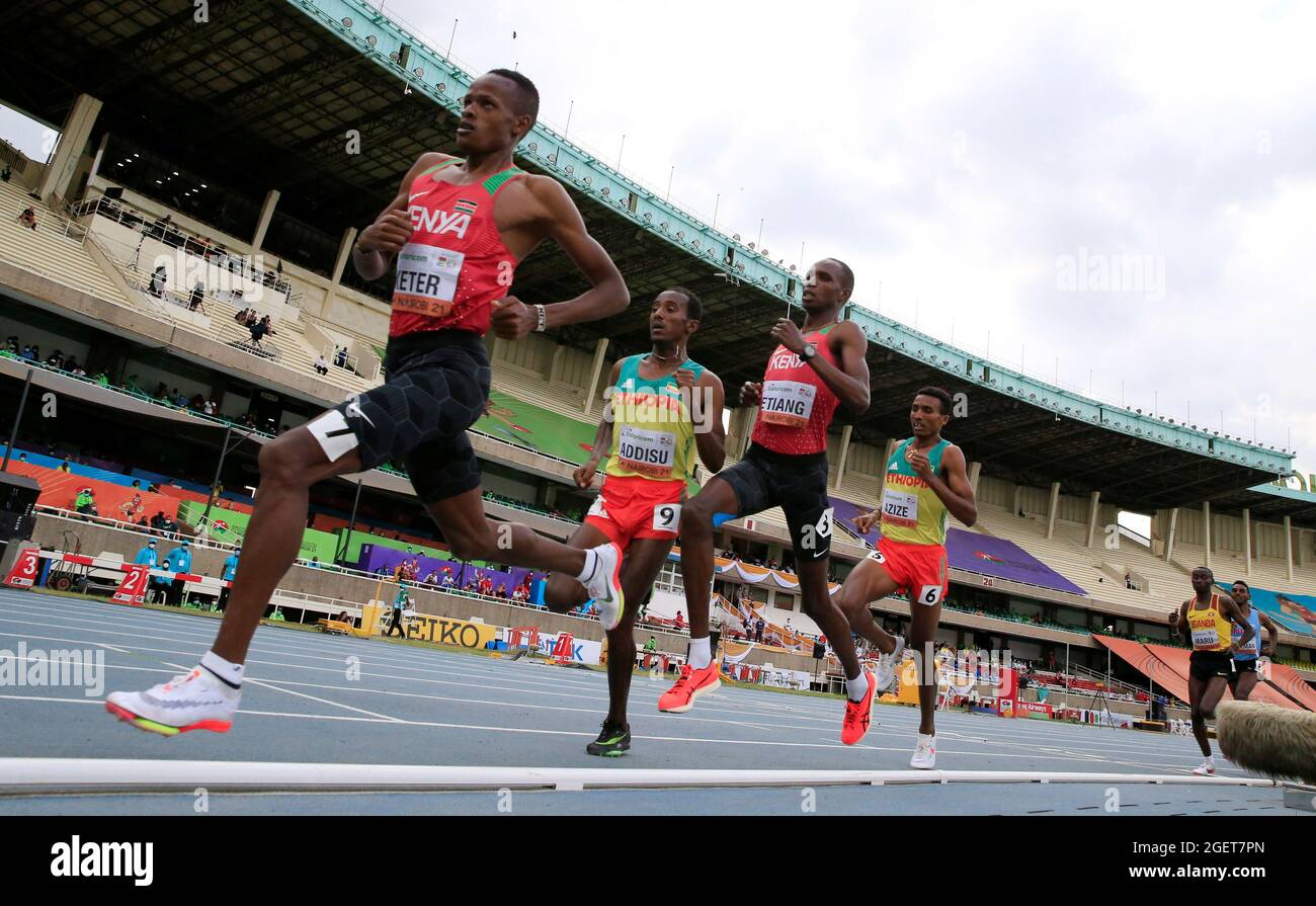 Athletics - 2021 World Athletics U20 Championships - Athletes compete in the Men's 1500m final - Kasarani Stadium, Nairobi, Kenya - August 21, 2021. REUTERS/Thomas Mukoya Stock Photo