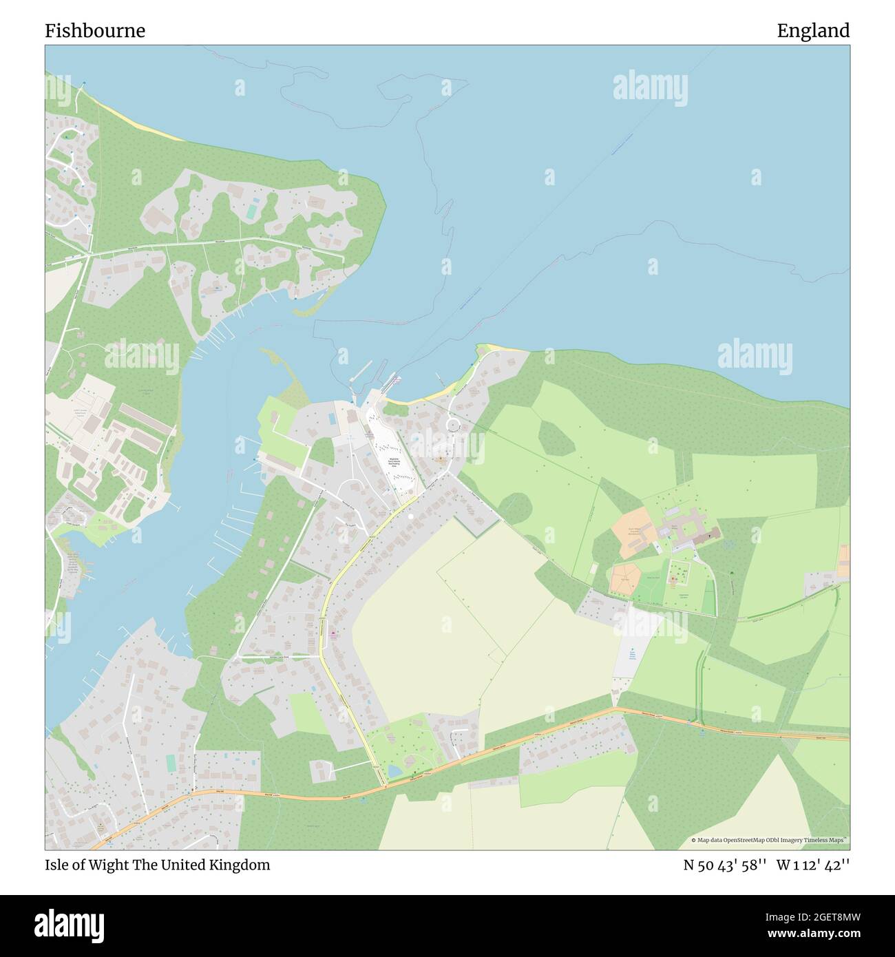 Fishbourne Isle Of Wight Map Fishbourne, Isle Of Wight, United Kingdom, England, N 50 43' 58'', W 1 12'  42'', Map, Timeless Map Published In 2021. Travelers, Explorers And  Adventurers Like Florence Nightingale, David Livingstone, Ernest Shackleton,