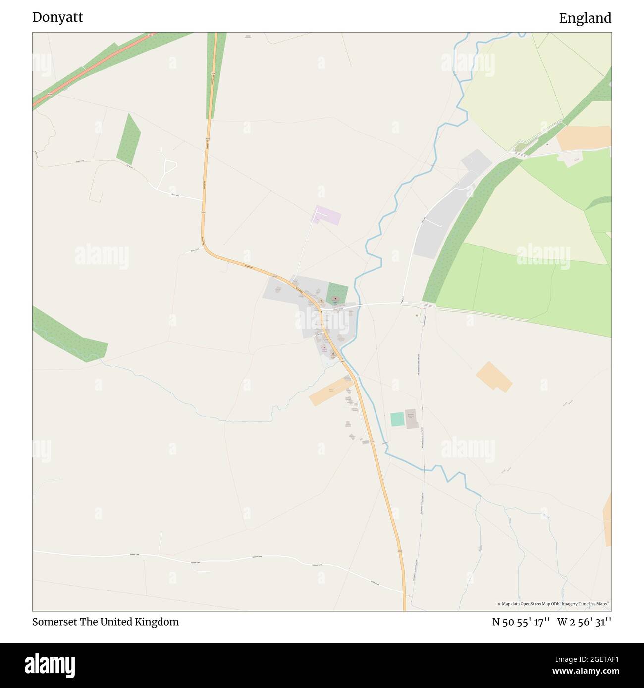 Donyatt, Somerset, United Kingdom, England, N 50 55' 17'', W 2 56' 31'', map, Timeless Map published in 2021. Travelers, explorers and adventurers like Florence Nightingale, David Livingstone, Ernest Shackleton, Lewis and Clark and Sherlock Holmes relied on maps to plan travels to the world's most remote corners, Timeless Maps is mapping most locations on the globe, showing the achievement of great dreams Stock Photo