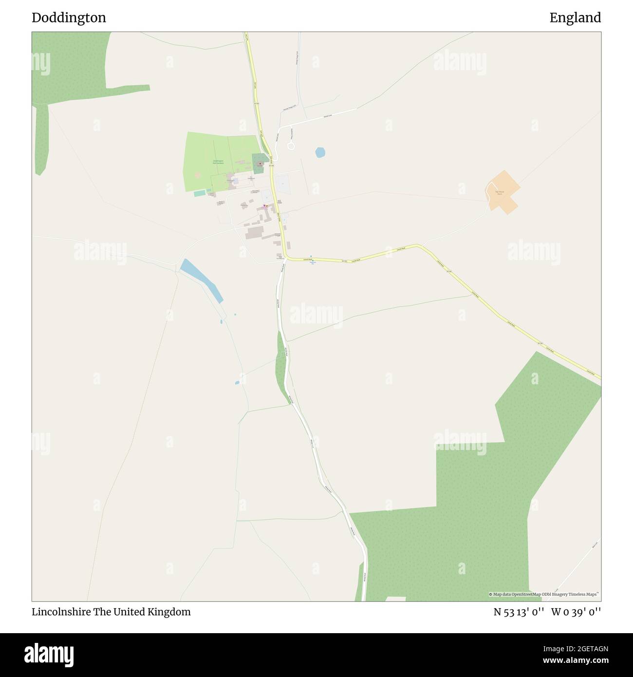 Doddington, Lincolnshire, United Kingdom, England, N 53 13' 0'', W 0 39' 0'', map, Timeless Map published in 2021. Travelers, explorers and adventurers like Florence Nightingale, David Livingstone, Ernest Shackleton, Lewis and Clark and Sherlock Holmes relied on maps to plan travels to the world's most remote corners, Timeless Maps is mapping most locations on the globe, showing the achievement of great dreams Stock Photo