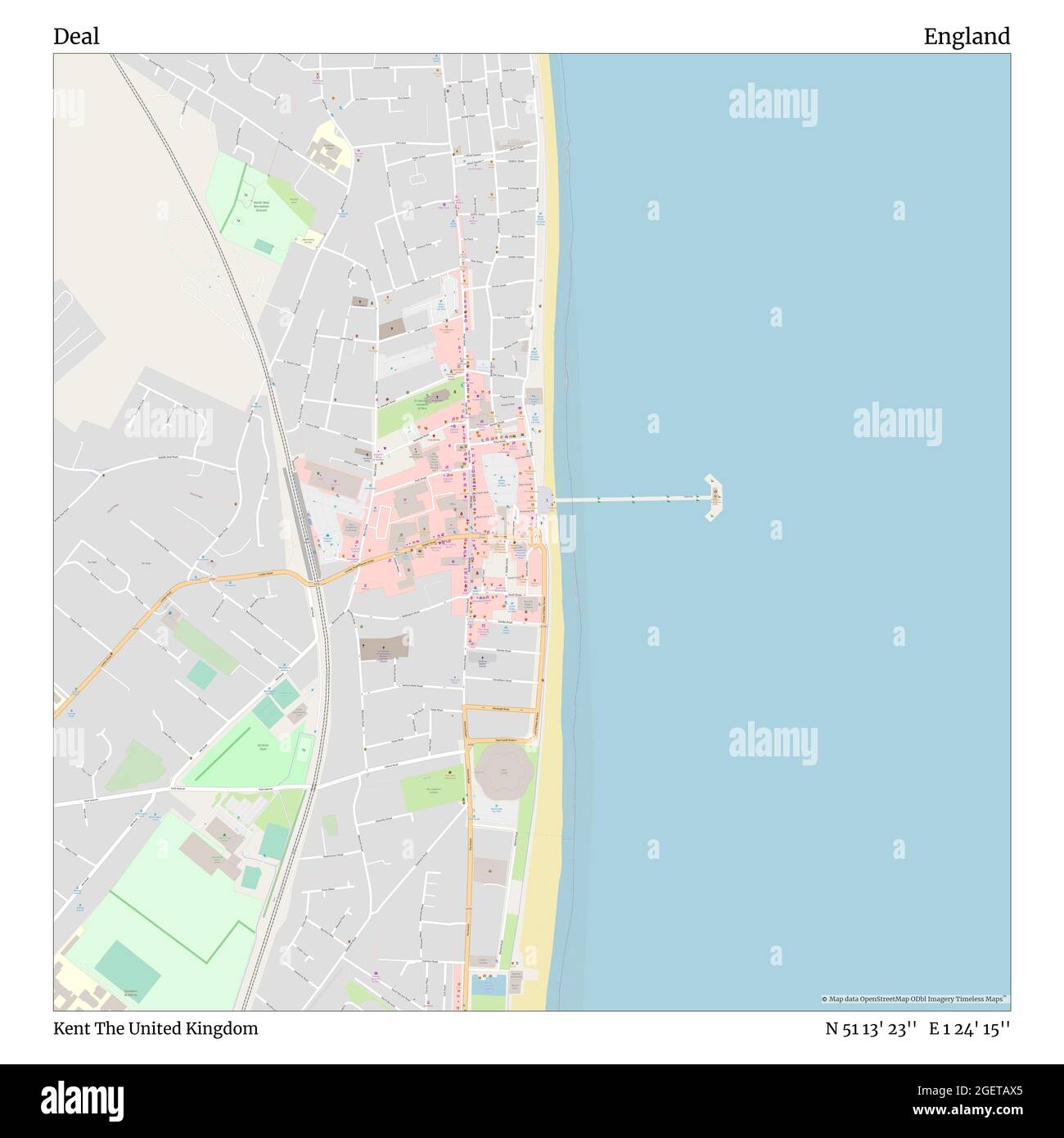 Street Map Of Deal Kent Deal, Kent, United Kingdom, England, N 51 13' 23'', E 1 24' 15'', Map,  Timeless Map Published In 2021. Travelers, Explorers And Adventurers Like  Florence Nightingale, David Livingstone, Ernest Shackleton, Lewis And