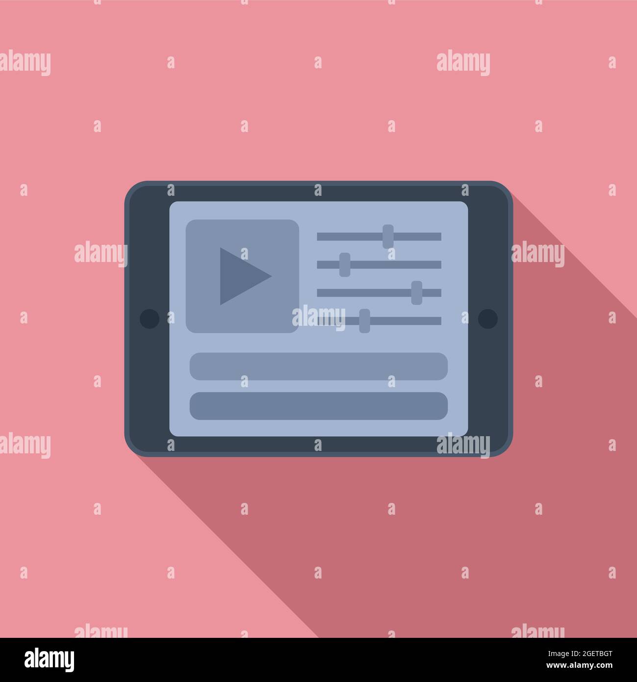 Tablet video edit icon flat vector. Film editor Stock Vector
