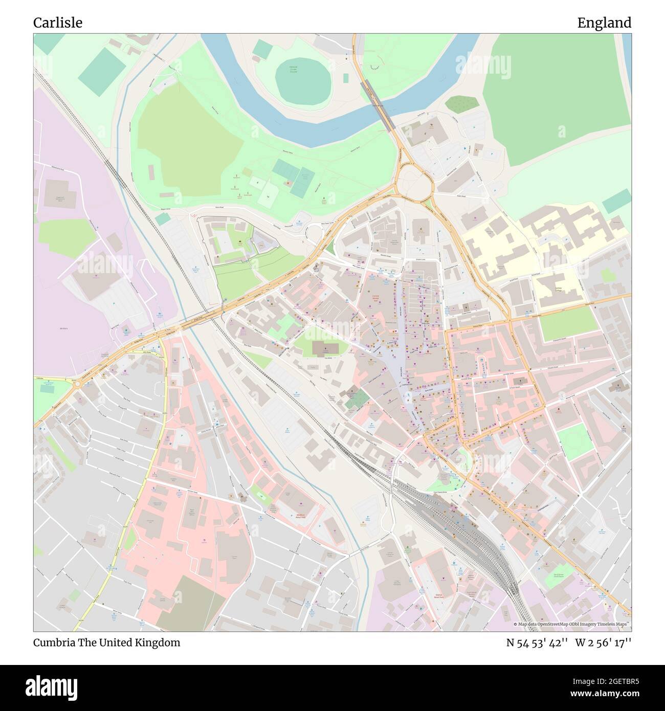 Street Map Of Carlisle Carlisle, Cumbria, United Kingdom, England, N 54 53' 42'', W 2 56' 17'', Map,  Timeless Map Published In 2021. Travelers, Explorers And Adventurers Like  Florence Nightingale, David Livingstone, Ernest Shackleton, Lewis And