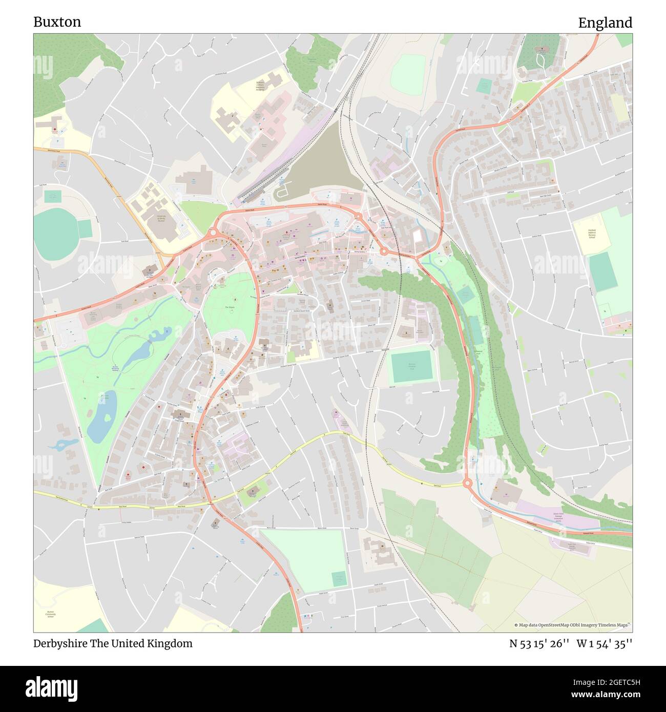 Map Of Buxton Derbyshire Buxton, Derbyshire, United Kingdom, England, N 53 15' 26'', W 1 54' 35'',  Map, Timeless Map Published In 2021. Travelers, Explorers And Adventurers  Like Florence Nightingale, David Livingstone, Ernest Shackleton, Lewis And