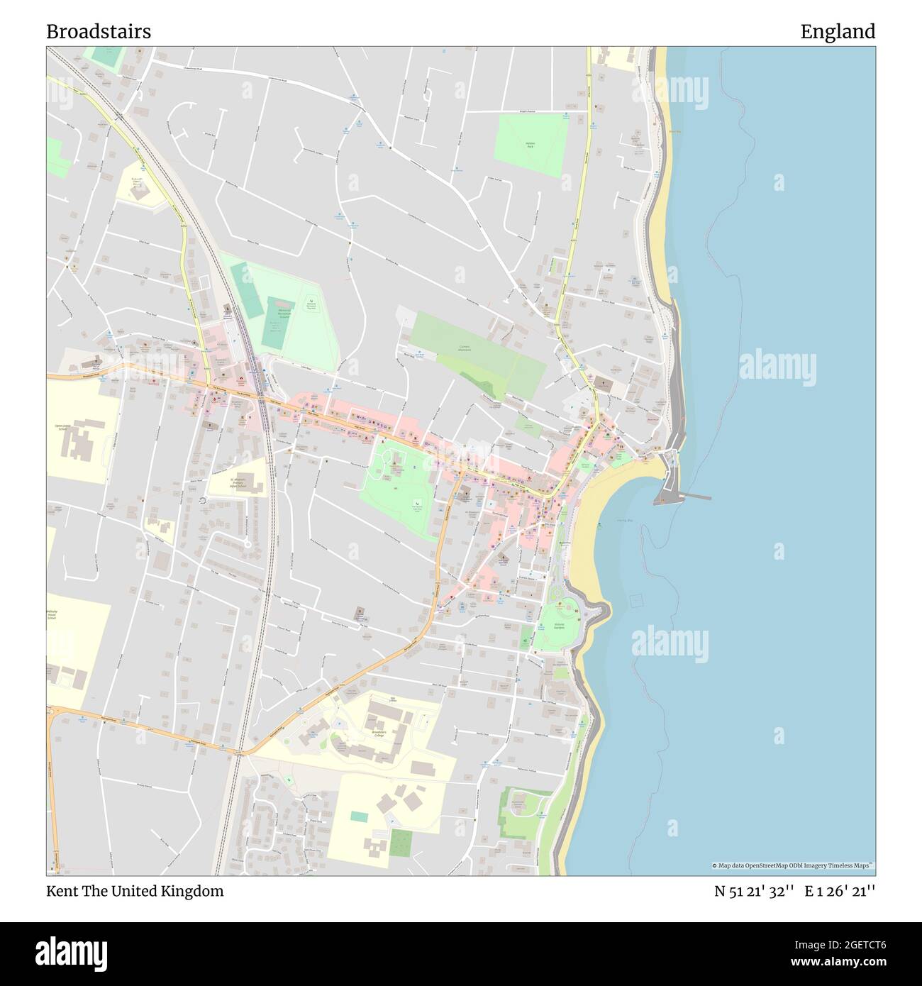 Map Broadstairs Kent Uk Broadstairs, Kent, United Kingdom, England, N 51 21' 32'', E 1 26' 21'', Map,  Timeless Map Published In 2021. Travelers, Explorers And Adventurers Like  Florence Nightingale, David Livingstone, Ernest Shackleton, Lewis And