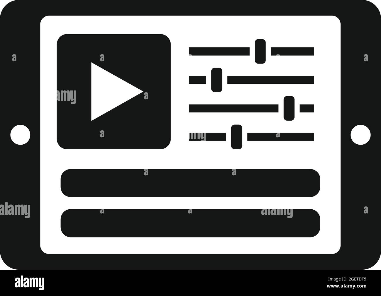 Tablet video edit icon simple vector. Film editor Stock Vector