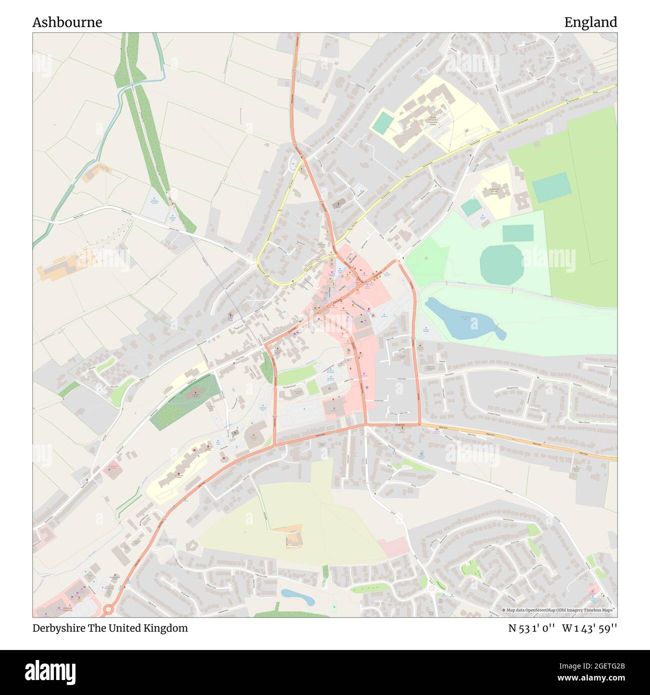 Map Of Ashbourne Derbyshire Ashbourne, Derbyshire, United Kingdom, England, N 53 1' 0'', W 1 43' 59'',  Map, Timeless Map Published In 2021. Travelers, Explorers And Adventurers  Like Florence Nightingale, David Livingstone, Ernest Shackleton, Lewis And