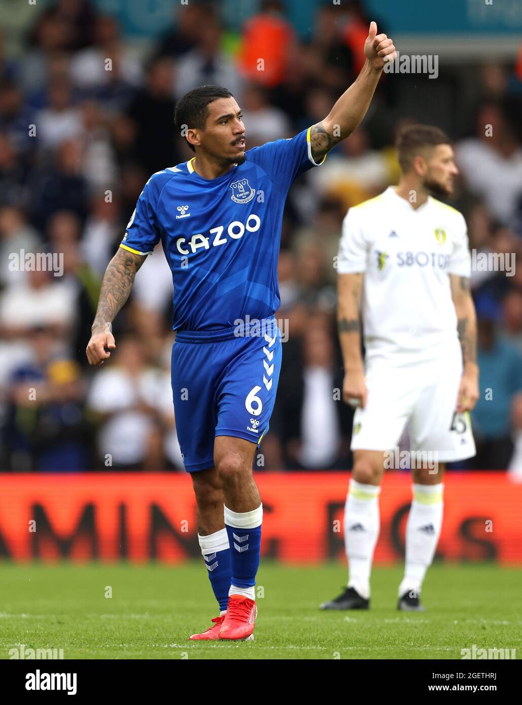 Everton's Allan applauds the fans during the Premier League match at Elland  Road, Leeds. Picture date: Saturday August 21, 2021 Stock Photo - Alamy