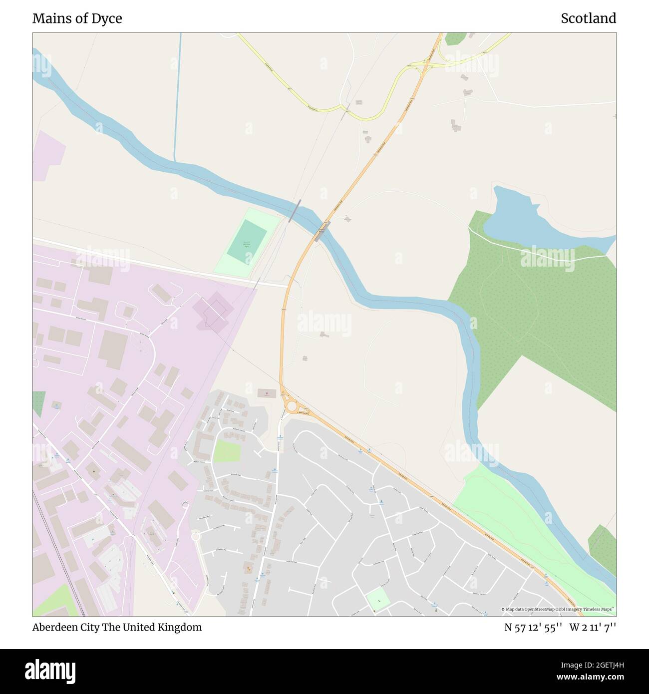 Map Of Dyce Aberdeen Mains Of Dyce, Aberdeen City, United Kingdom, Scotland, N 57 12' 55'', W 2  11' 7'', Map, Timeless Map Published In 2021. Travelers, Explorers And  Adventurers Like Florence Nightingale, David Livingstone, Ernest