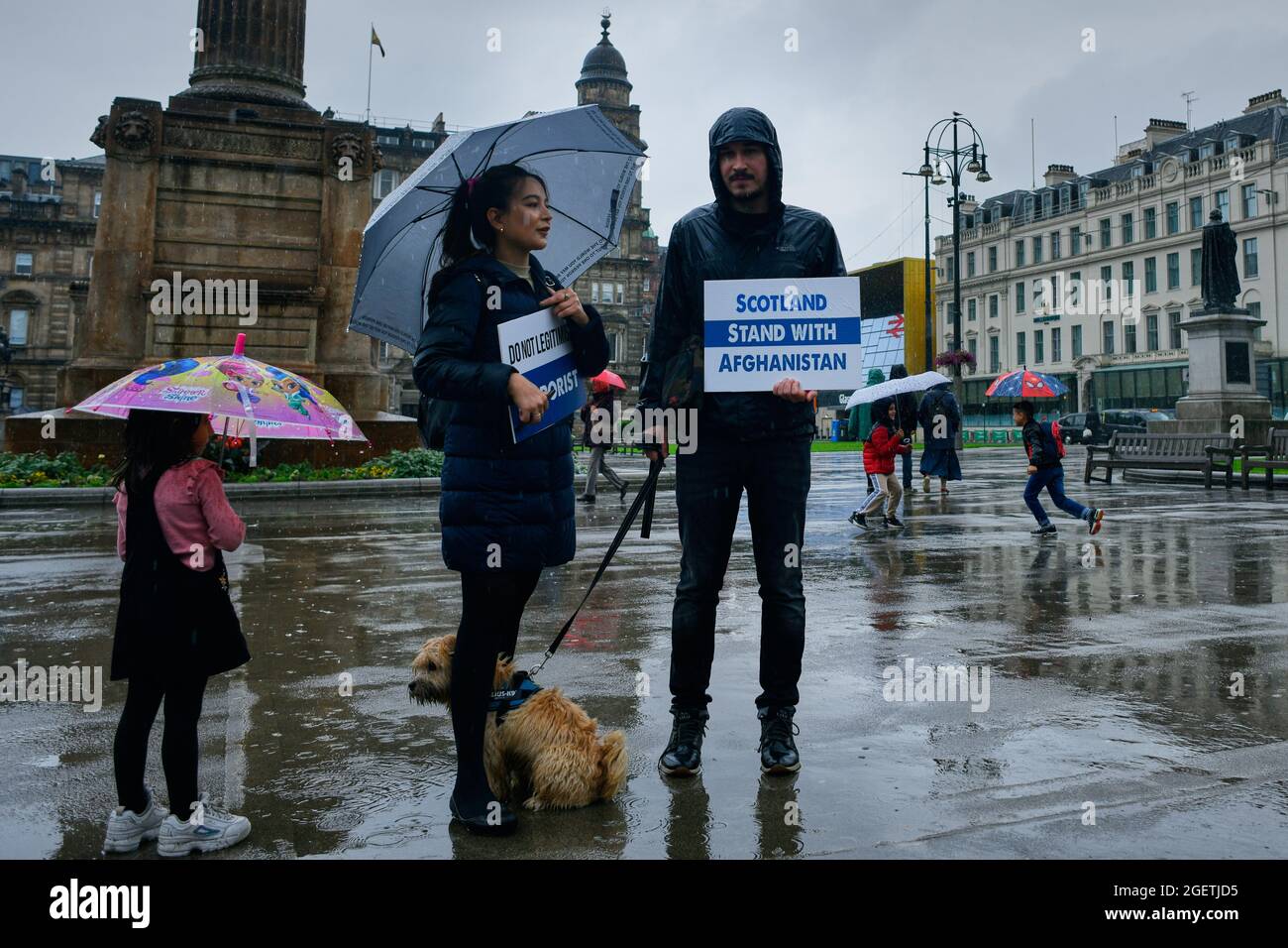 Glasgow Scotland, UK August 21 2021. A protest against the current events in Afghanistan takes place in George Square. credit sst/alamy live news Stock Photo