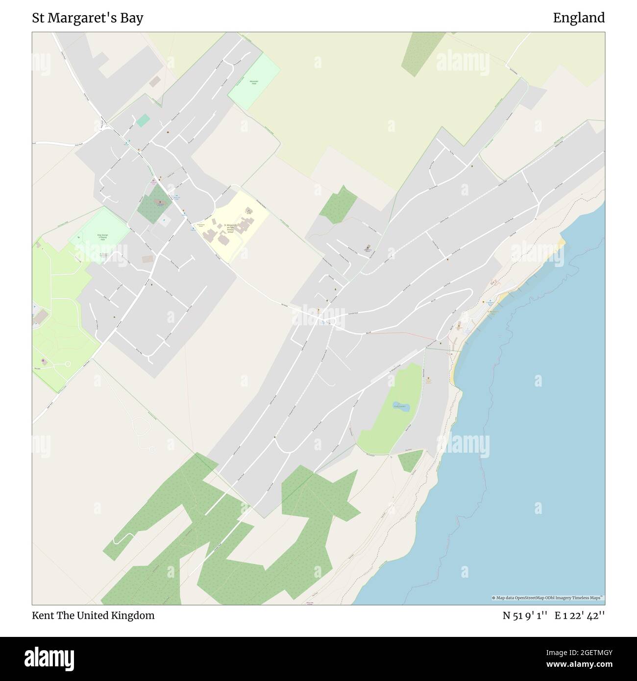 St Margaret S Bay Map St Margaret's Bay, Kent, United Kingdom, England, N 51 9' 1'', E 1 22'  42'', Map, Timeless Map Published In 2021. Travelers, Explorers And  Adventurers Like Florence Nightingale, David Livingstone, Ernest Shackleton,