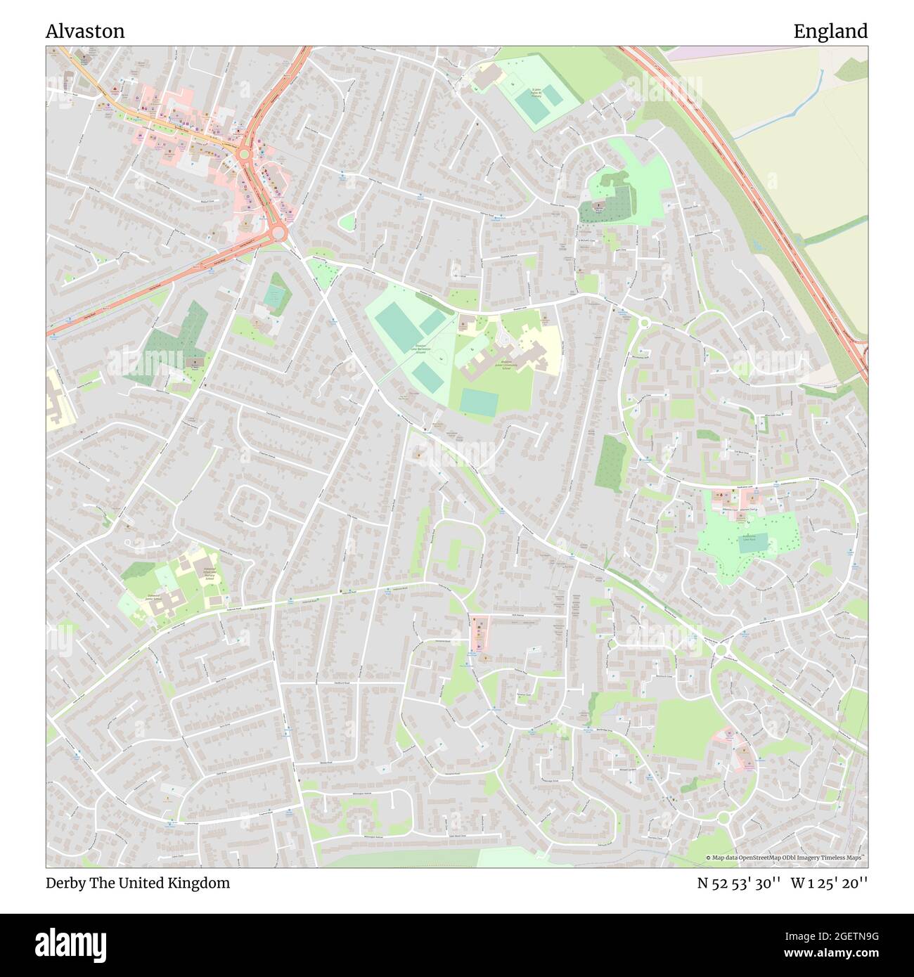 Map Of Alvaston Derby Alvaston, Derby, United Kingdom, England, N 52 53' 30'', W 1 25' 20'', Map,  Timeless Map Published In 2021. Travelers, Explorers And Adventurers Like  Florence Nightingale, David Livingstone, Ernest Shackleton, Lewis And