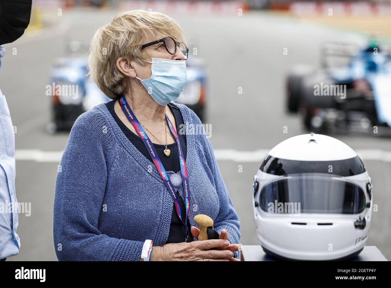 Jean Pierre Jaussaud?s wife during the the tribute of her husband prior to  the 24 Hours of Le Mans 2021, 4th round of the 2021 FIA World Endurance  Championship, FIA WEC, on