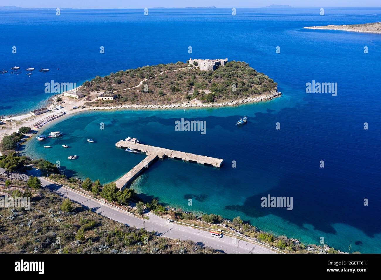 Aerial view of Porto Palermo, taken by drone, South coast, Albania, Europe  Stock Photo - Alamy