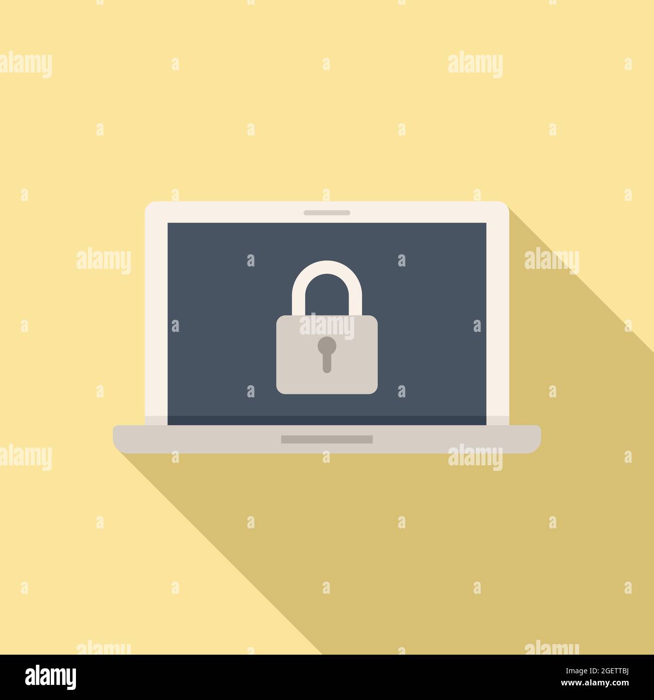 Secured laptop icon flat vector. Computer data Stock Vector