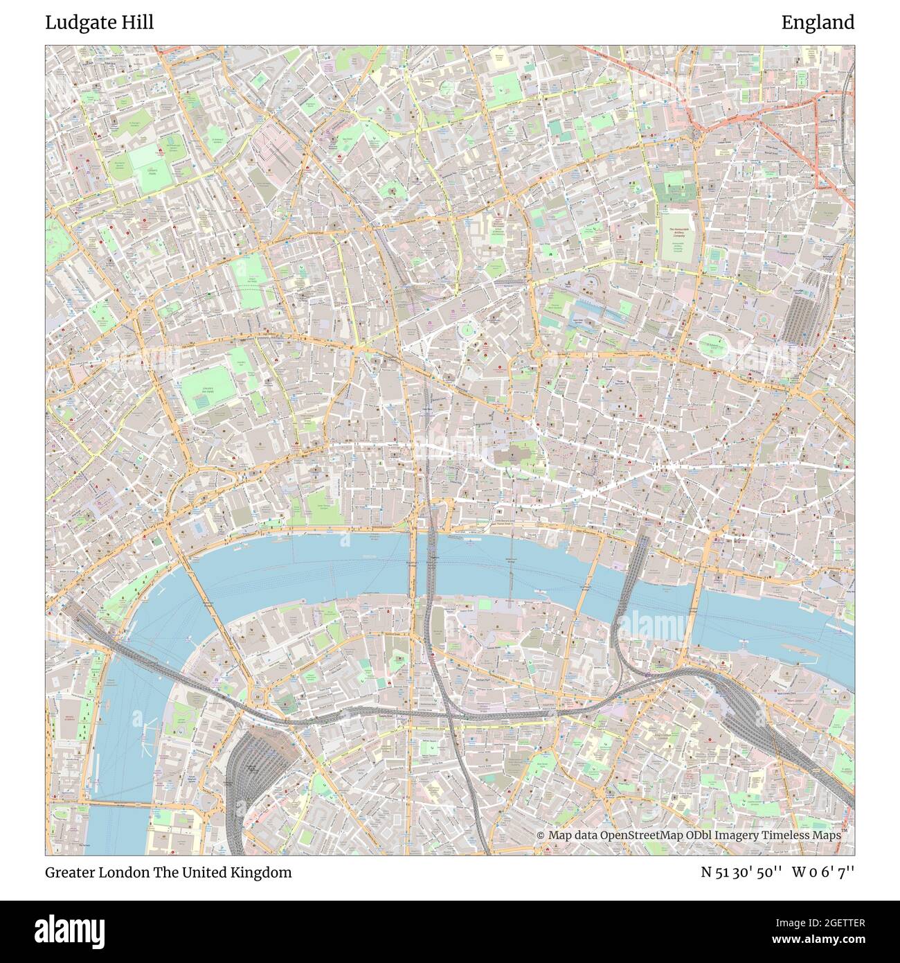 Ludgate Hill London Map Ludgate Hill, Greater London, United Kingdom, England, N 51 30' 50'', W 0  6' 7'', Map, Timeless Map Published In 2021. Travelers, Explorers And  Adventurers Like Florence Nightingale, David Livingstone, Ernest Shackleton,