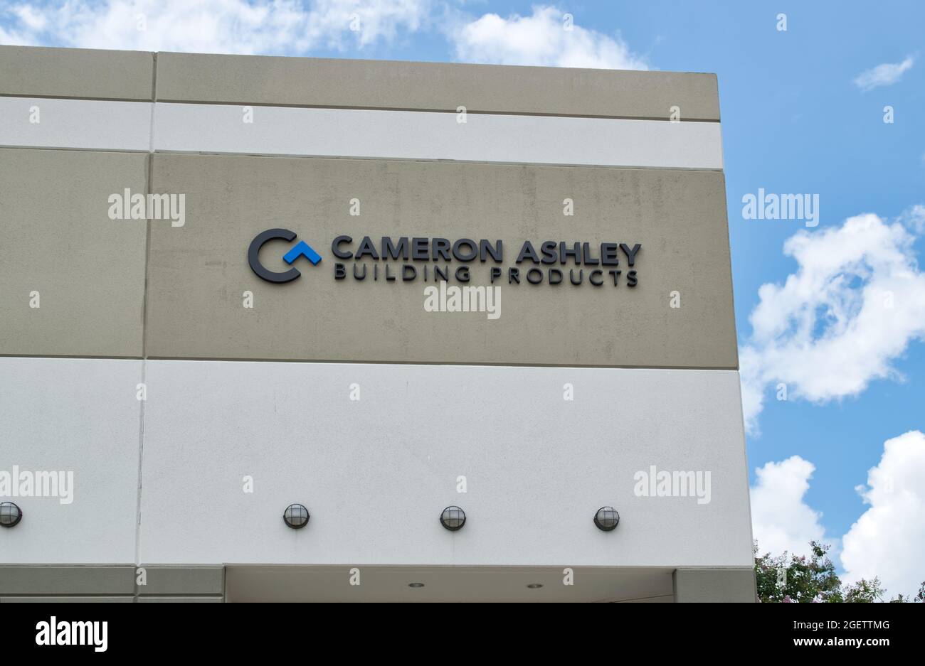 Houston, Texas USA 07-04-2021: Cameron Ashley Building Products office exterior in Houston, TX. USA distributor of industrial lumber materials. Stock Photo