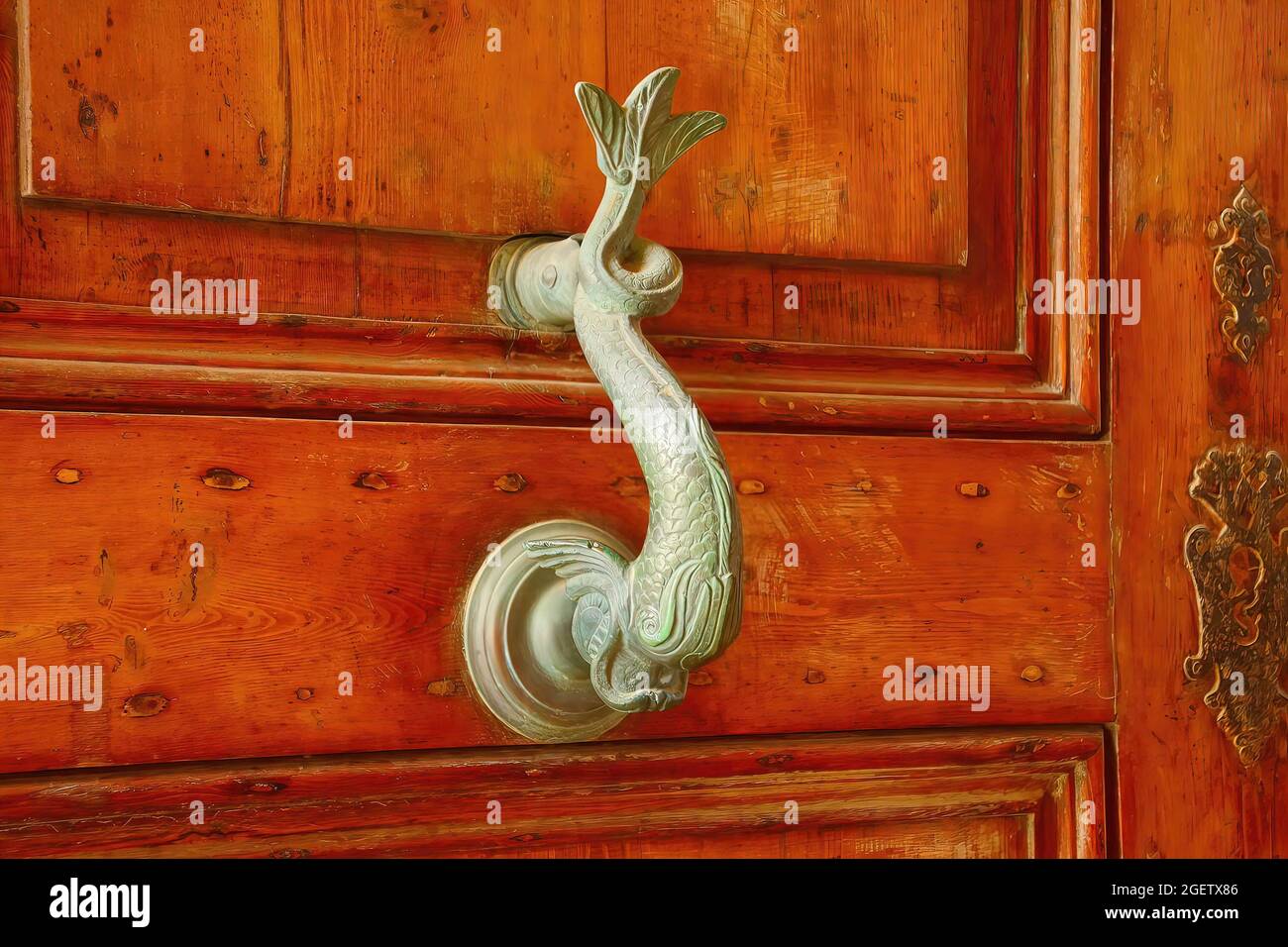 Dolphin door handles in Valletta, Malta Stock Photo Alamy