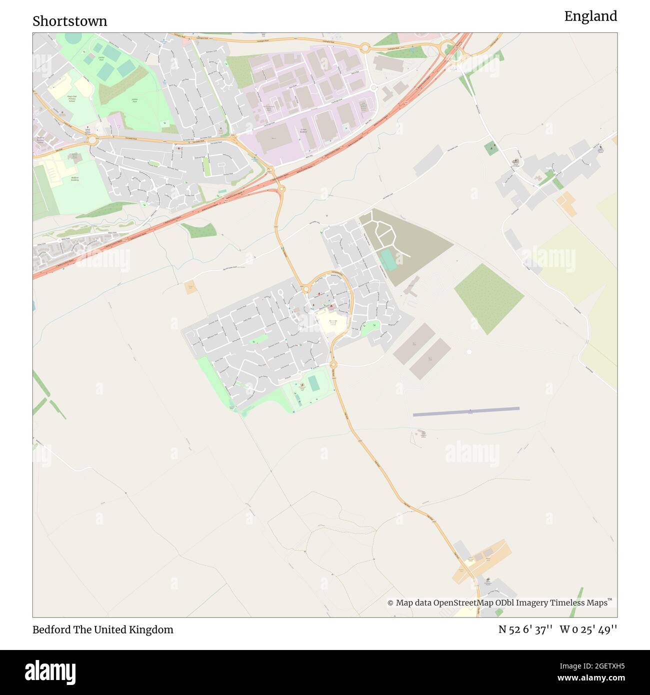 Bedford Map Street View Shortstown, Bedford, United Kingdom, England, N 52 6' 37'', W 0 25' 49'',  Map, Timeless Map Published In 2021. Travelers, Explorers And Adventurers  Like Florence Nightingale, David Livingstone, Ernest Shackleton, Lewis And
