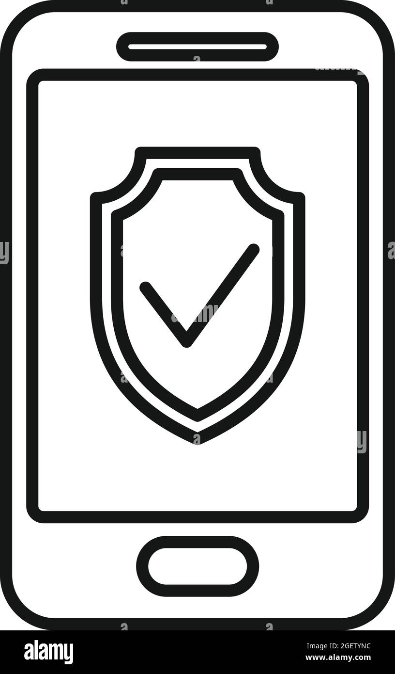 Smartphone protection icon outline vector. Online phone Stock Vector ...