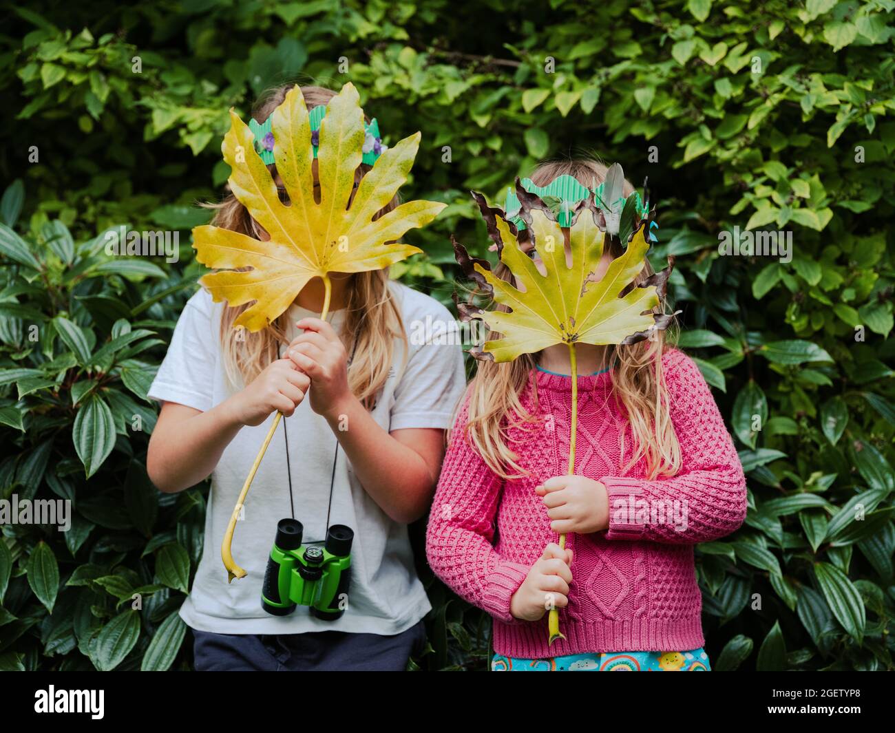 Children exploring the outdoors. Stock Photo
