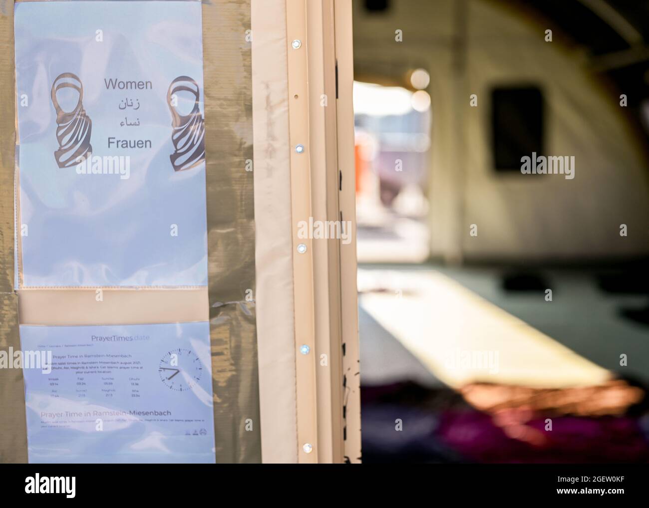 A prayer tent is established for the Afghan evacuees at Ramstein Air Base,  Germany, Aug. 20, 2021. Ramstein Air Base is providing safe, temporary  lodging for qualified evacuees from Afghanistan as part