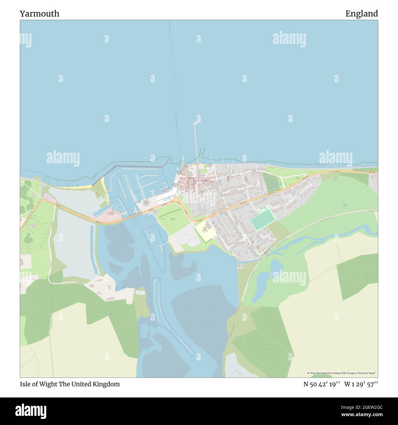 Yarmouth Isle Of Wight Map Yarmouth, Isle Of Wight, United Kingdom, England, N 50 42' 19'', W 1 29'  57'', Map, Timeless Map Published In 2021. Travelers, Explorers And  Adventurers Like Florence Nightingale, David Livingstone, Ernest Shackleton,