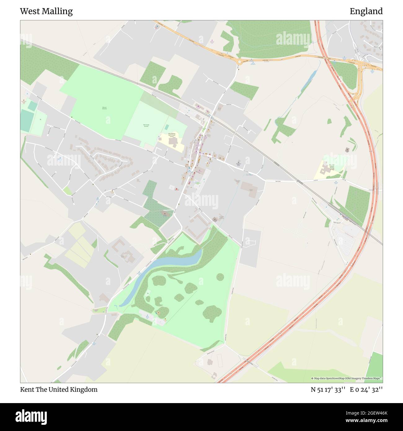 West Malling Kent Map West Malling, Kent, United Kingdom, England, N 51 17' 33'', E 0 24' 32'',  Map, Timeless Map Published In 2021. Travelers, Explorers And Adventurers  Like Florence Nightingale, David Livingstone, Ernest Shackleton, Lewis