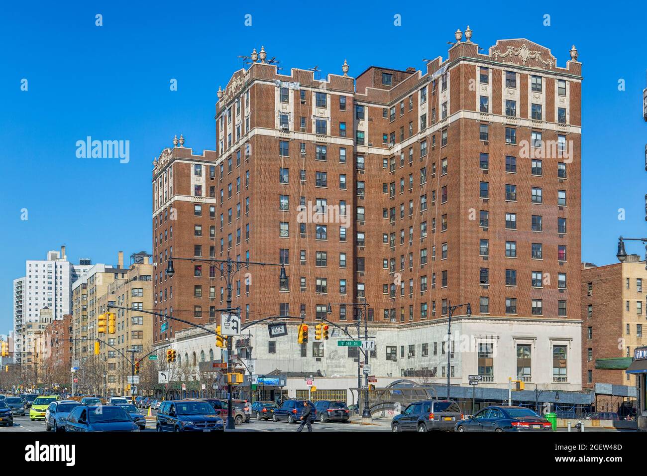 900 Grand Concourse, Concourse Plaza, was designed as a hotel by Maynicke & Franke. It is now apartments in the Grand Concourse Historic District. Stock Photo