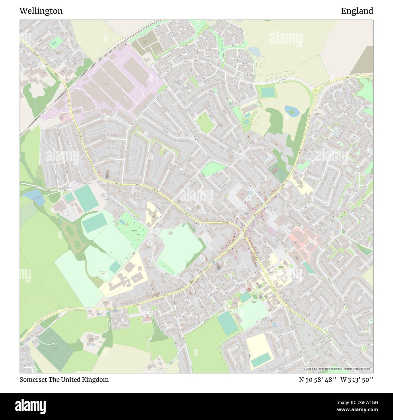 Wellington Somerset United Kingdom England N 50 58 48 W 3 13 50 Map Timeless Map Published In 21 Travelers Explorers And Adventurers Like Florence Nightingale David Livingstone Ernest Shackleton Lewis And