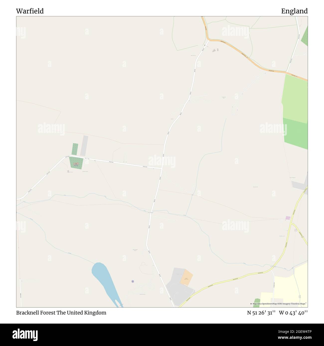 Warfield, Bracknell Forest, United Kingdom, England, N 51 26' 31'', W 0 43' 40'', map, Timeless Map published in 2021. Travelers, explorers and adventurers like Florence Nightingale, David Livingstone, Ernest Shackleton, Lewis and Clark and Sherlock Holmes relied on maps to plan travels to the world's most remote corners, Timeless Maps is mapping most locations on the globe, showing the achievement of great dreams Stock Photo