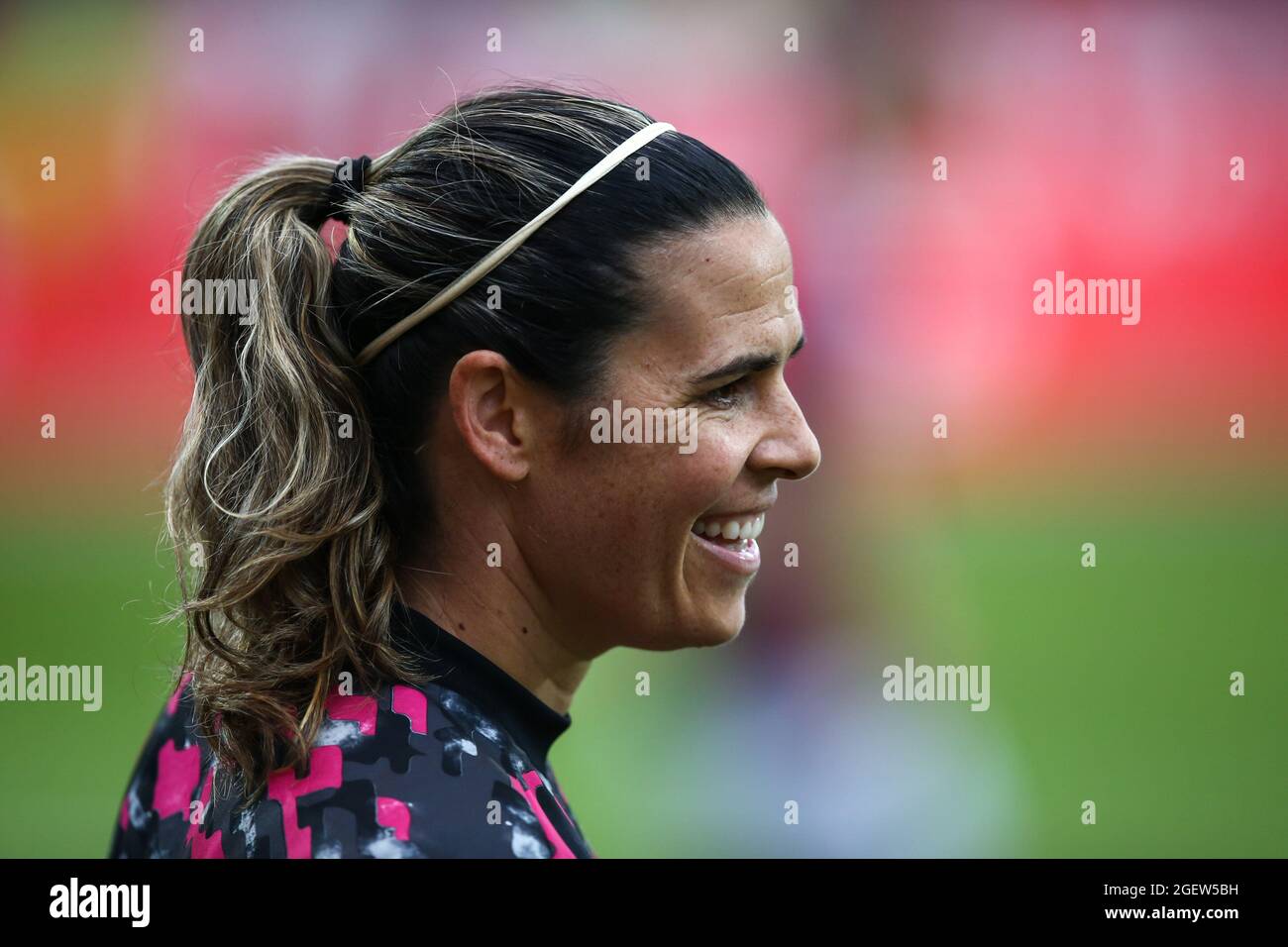 Moscow, Russia. 21st Aug, 2021. Goalkeeper Lydia Williams (18 Arsenal) enters the stadium for warm- up during the UEFA Womens Champions League Round 1 football match between Arsenal and PSV Eindhoven at Sapsan Arena in Moscow, Russia. Credit: SPP Sport Press Photo. /Alamy Live News Stock Photo