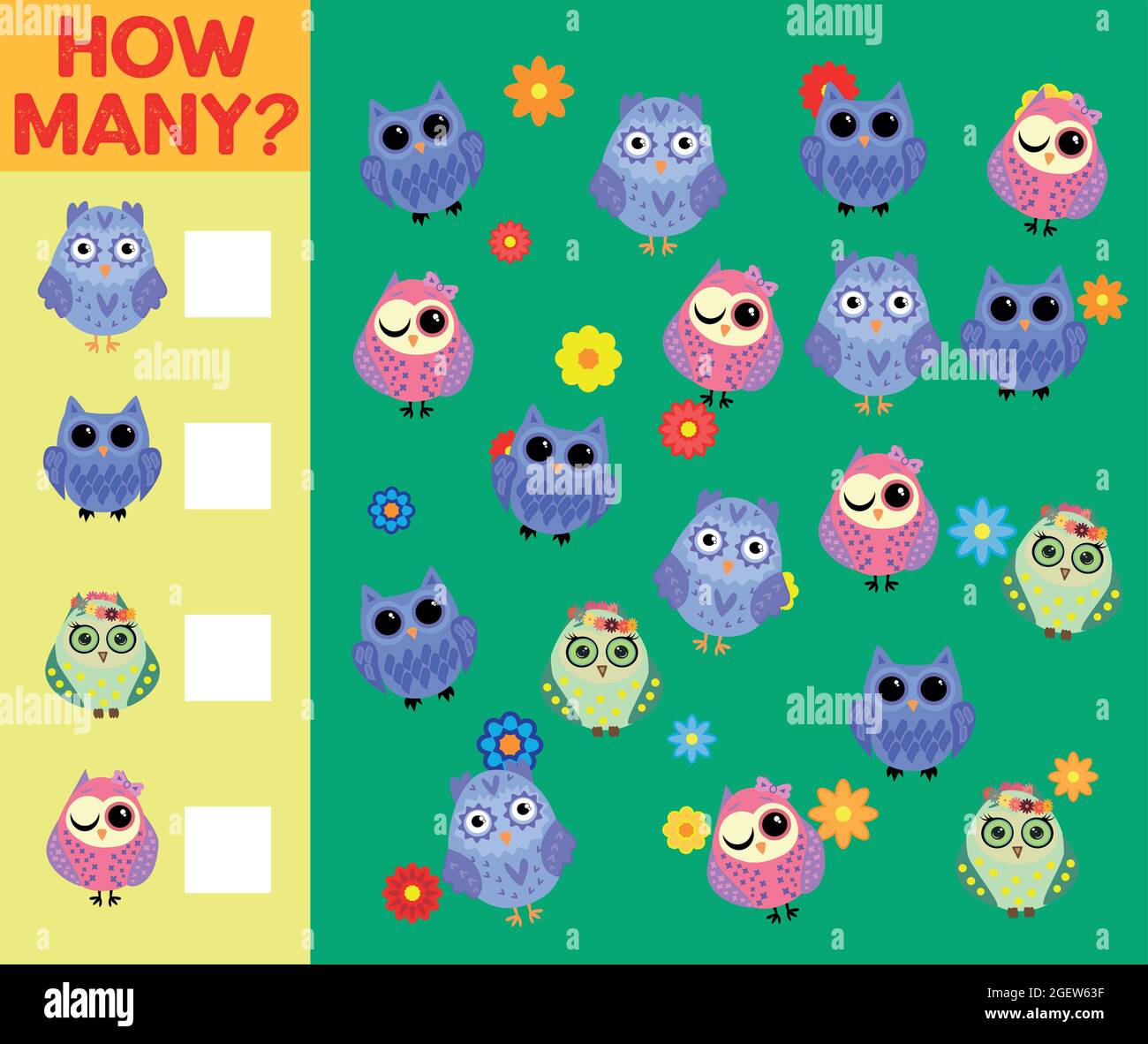 Cartoon Illustration of Educational Counting Activity Game for Children ...