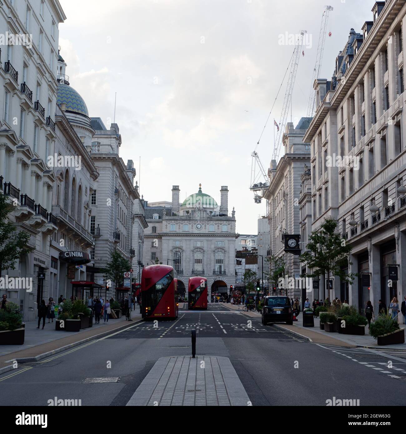 London, Greater London, England, August 10 2021: Looking towards the former Alliance Life Insurance building in Piccadilly Circus. Stock Photo