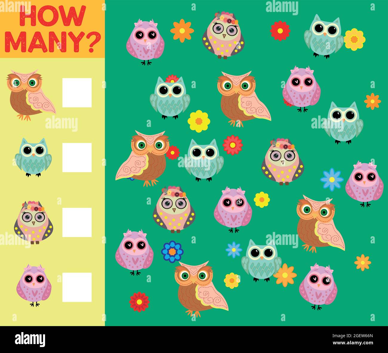 Cartoon Illustration of Educational Counting Activity Game for Children ...
