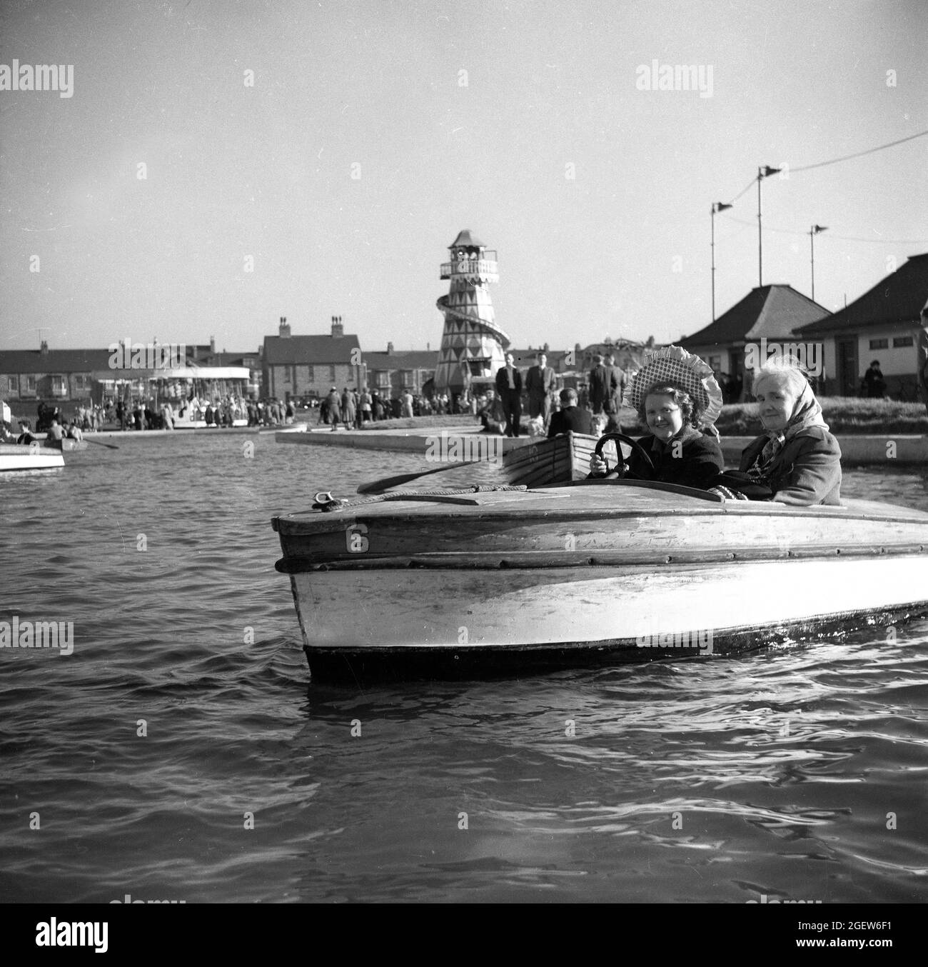 Ladies on boating lake near Great Yarmouth, Britain, England, Uk 1951 Stock Photo