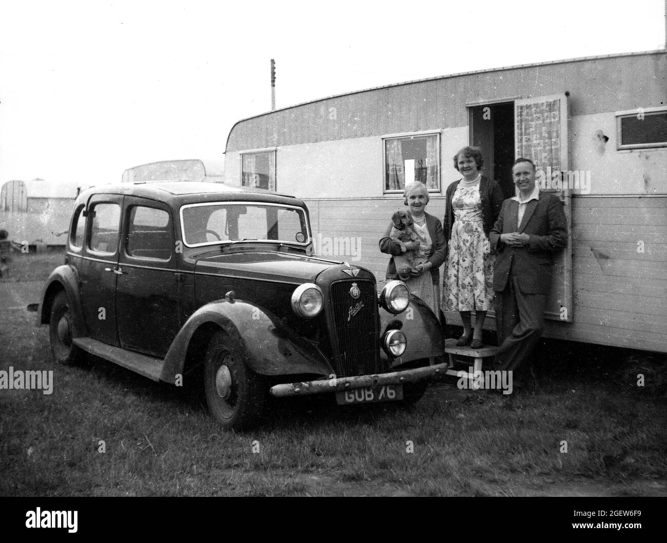 Family holiday at Seashore Caravan Camp, Great Yarmouth, Britain, Uk 1951 Stock Photo