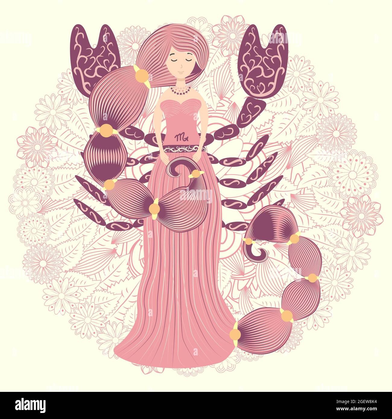 Zodiac, Scorpio zodiac sign illustration as a beautiful girl with