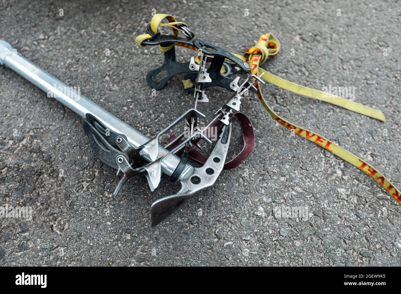 Climbing equipment for glacier hike Stock Photo Alamy