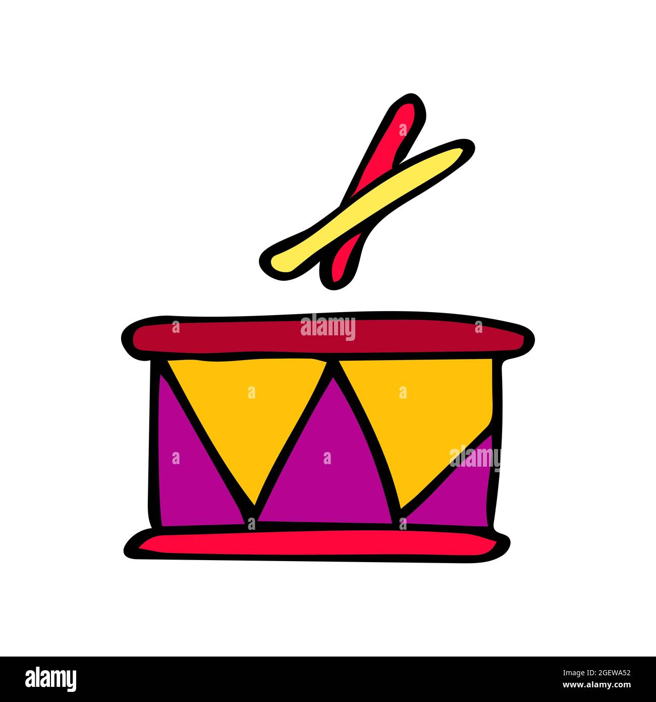 Color drum vector illustration. Hand drawn icon. Stock Vector