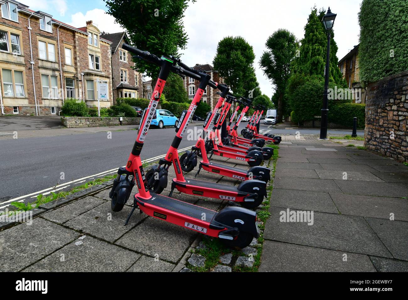 Row of electric scooter hires stock photography and images Alamy