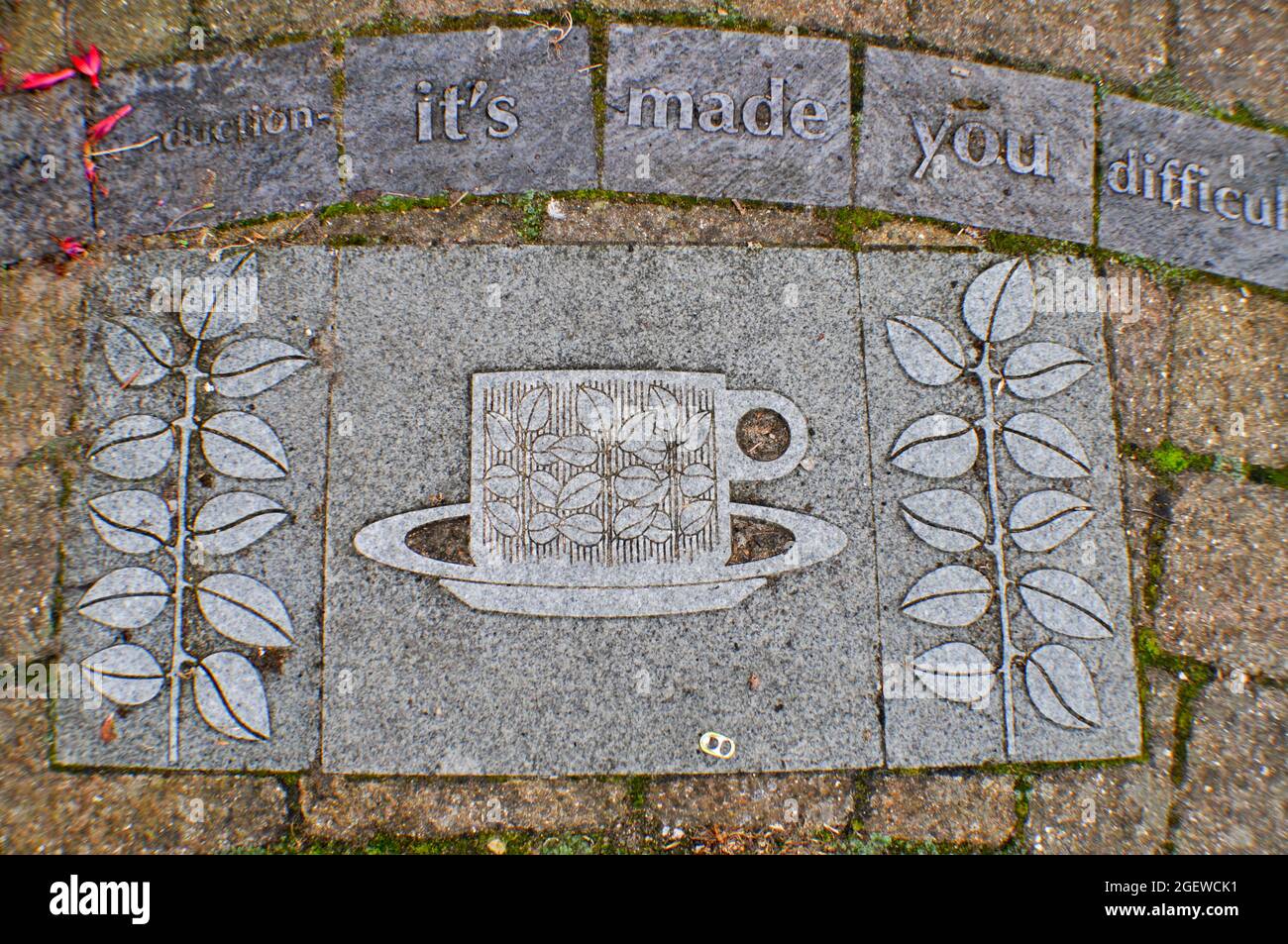 Hornsea Pottery design paving tiles. Tiles are inlaid to the pavement