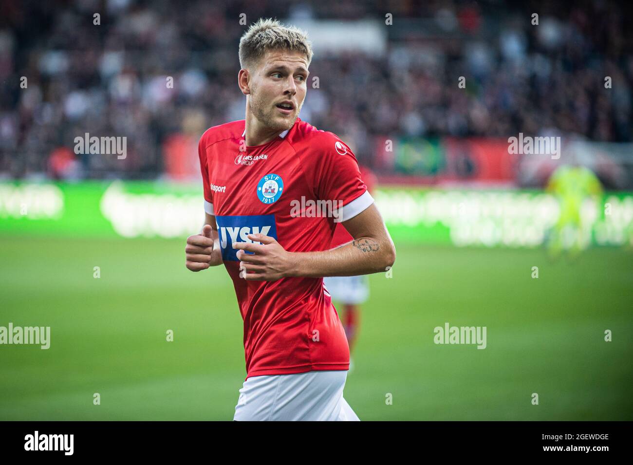 Herning, Denmark. 20th Aug, 2021. Nicolai Vallys (7) of Silkeborg IF seen during the 3F Superliga match between FC Midtjylland and Silkeborg IF at MCH Arena in Herning. (Photo Credit: Gonzales Photo/Alamy Live News Stock Photo